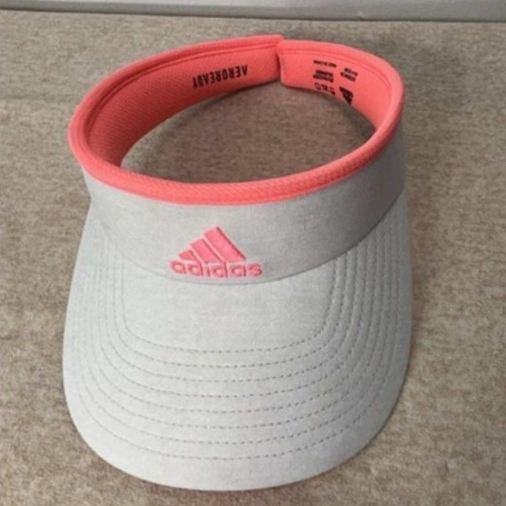 adidas Womens White Visor with Pink Trim and Logo